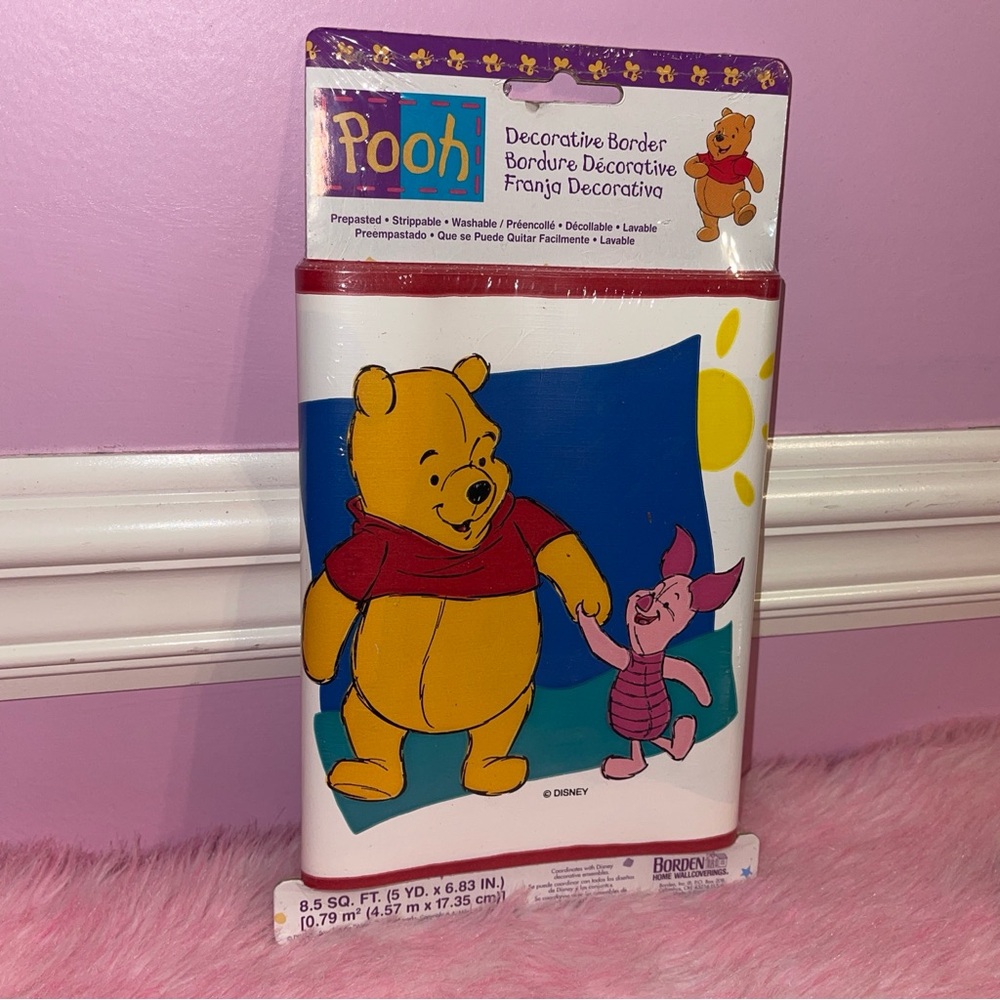 Vintage Y2K Winnie the Pooh decorative border wallpaper bedroom piglet Disney